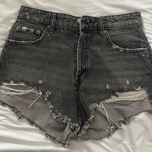 Zara Black Distressed Jean Shorts